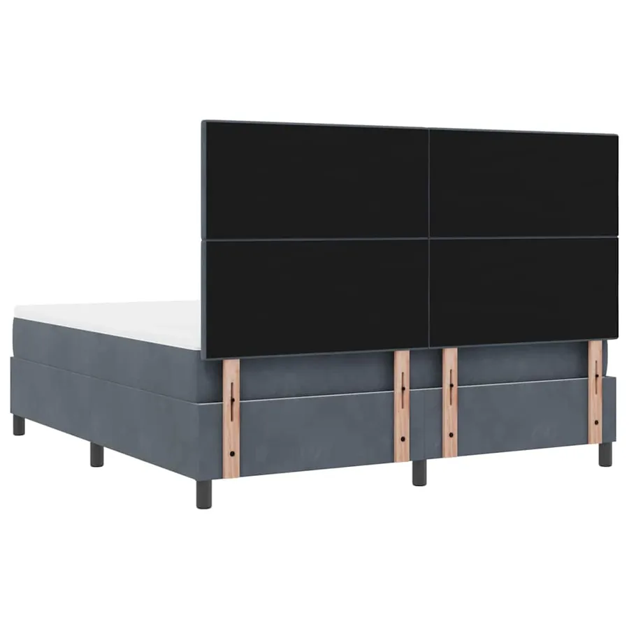 Lit à ressort LED Gris foncé 180 x 200 cm Velours - 8