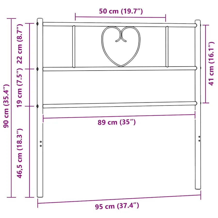 Tête de lit de remplacement métal noir 90 cm - 7