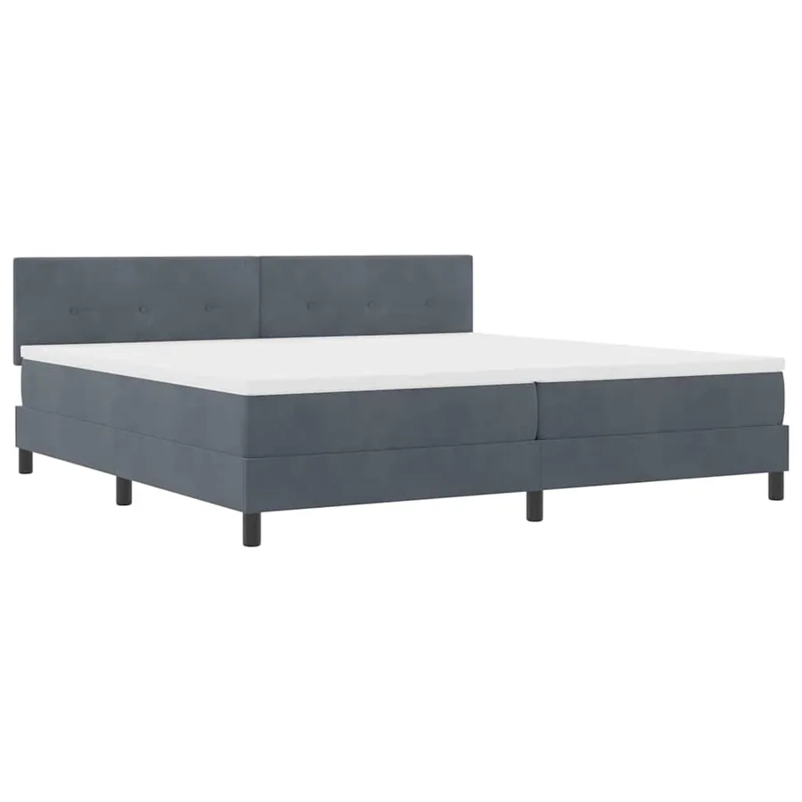 Lit à ressort LED Gris foncé 200 x 200 cm Velours - 2