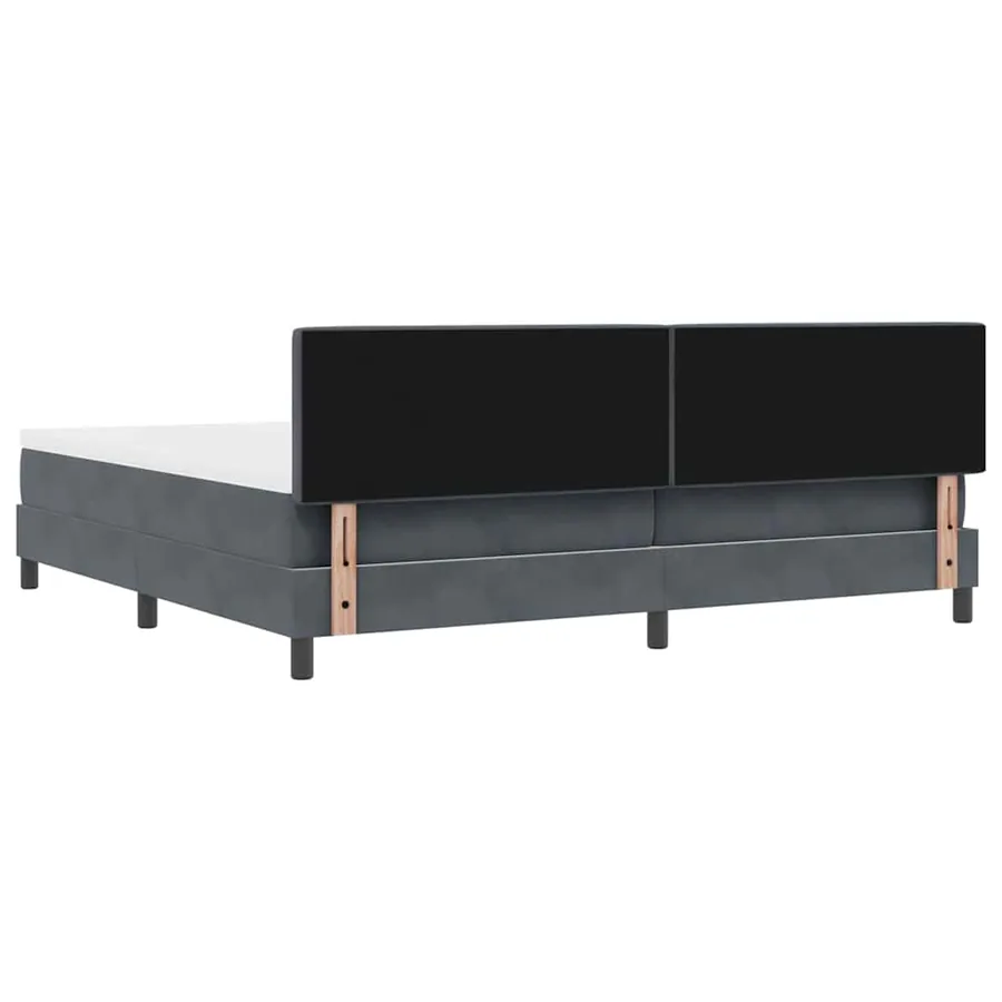 Lit à ressort LED Gris foncé 200 x 200 cm Velours - 8