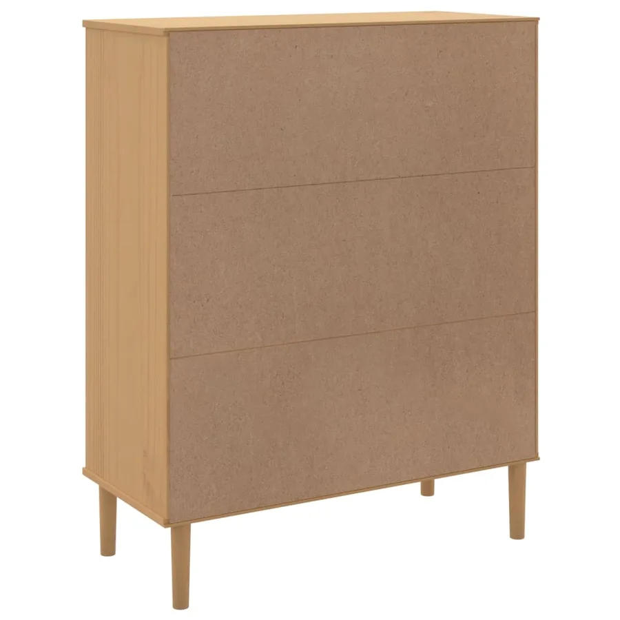 Buffet SENJA aspect rotin marron 90x40x112cm bois massif de pin - 8