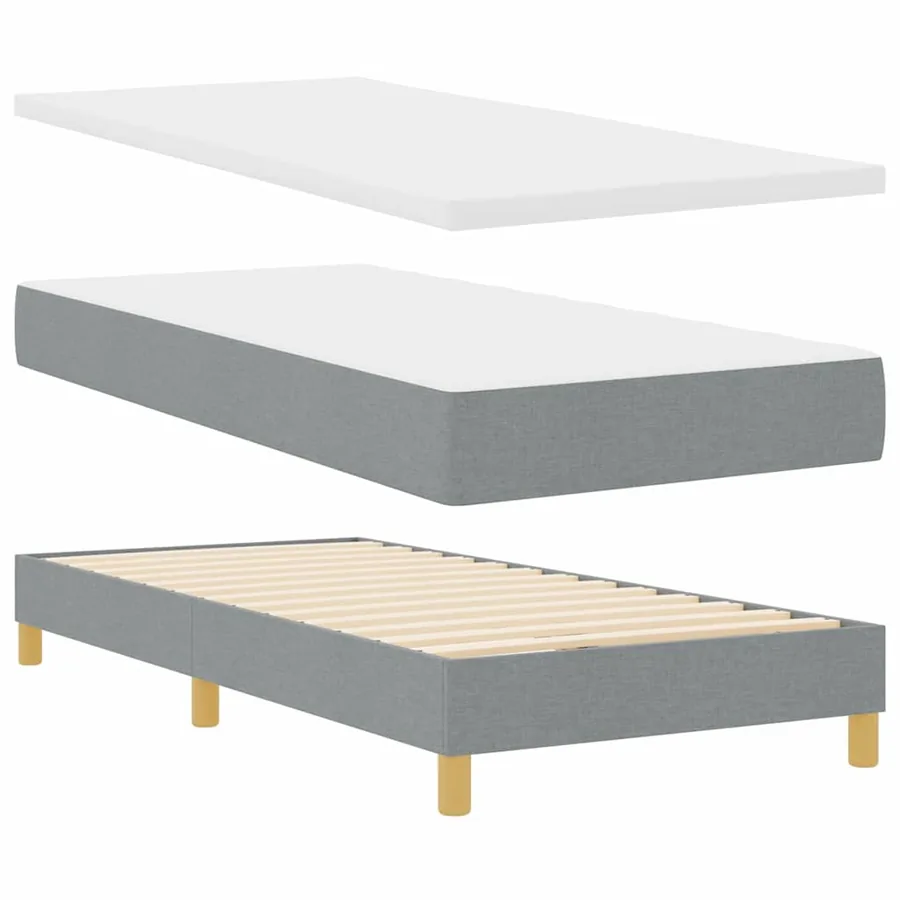 Lit à ressorts avec coussin Gris clair 100 x 200 cm tissu - 5