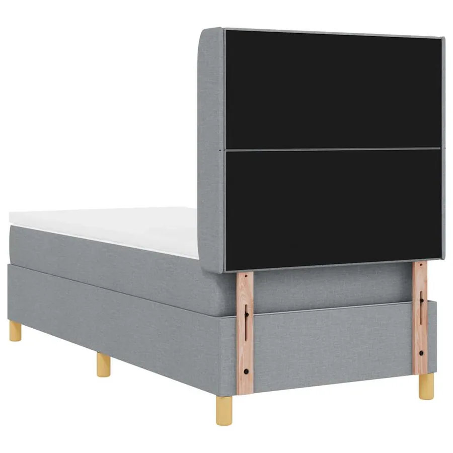 Lit à ressorts avec bandes LED Gris clair 90 x 190 cm tissu - 10