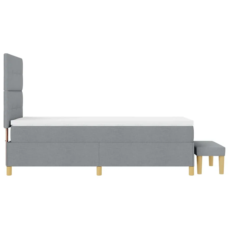 Lit à ressorts avec tête de lit Gris clair 190 x 90 cm tissu - 9