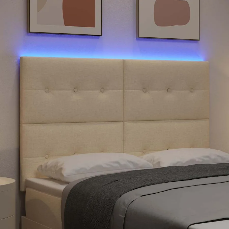 Tête de lit LED avec bandes LED Crème 160 cm tissu - 4