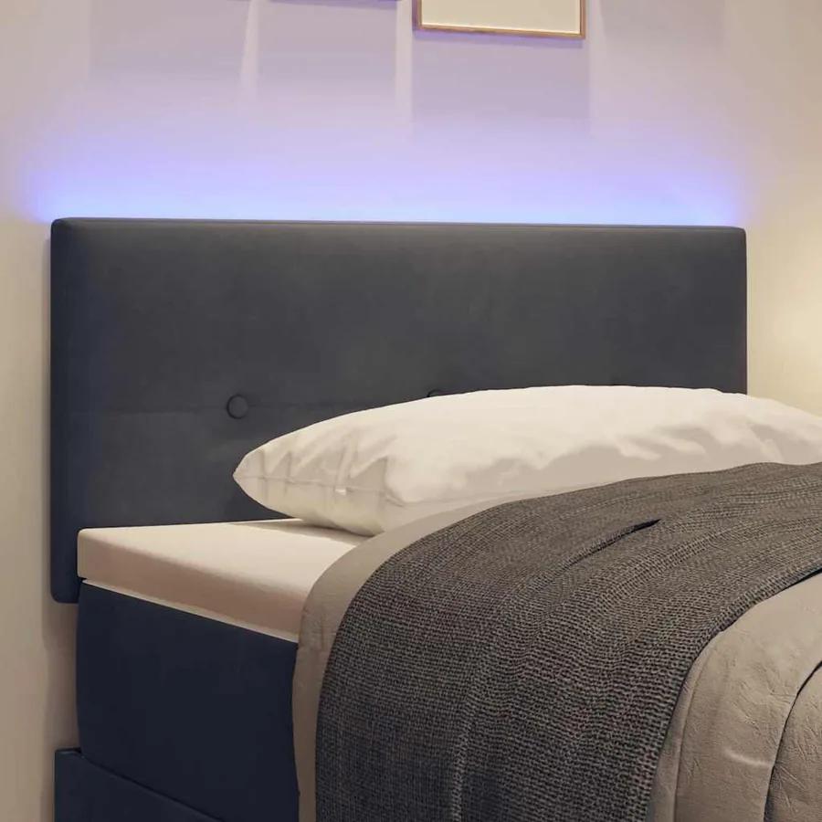 Tête de lit LED avec bandes LED Gris 90 cm Velours - 4