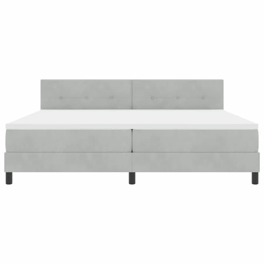 Lit à ressorts avec tête de lit Gris clair 200 x 200 cm Velours - 7