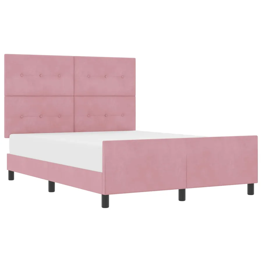 Lit à ressorts avec tête de lit Rose 140 x 190 cm Velours - 2