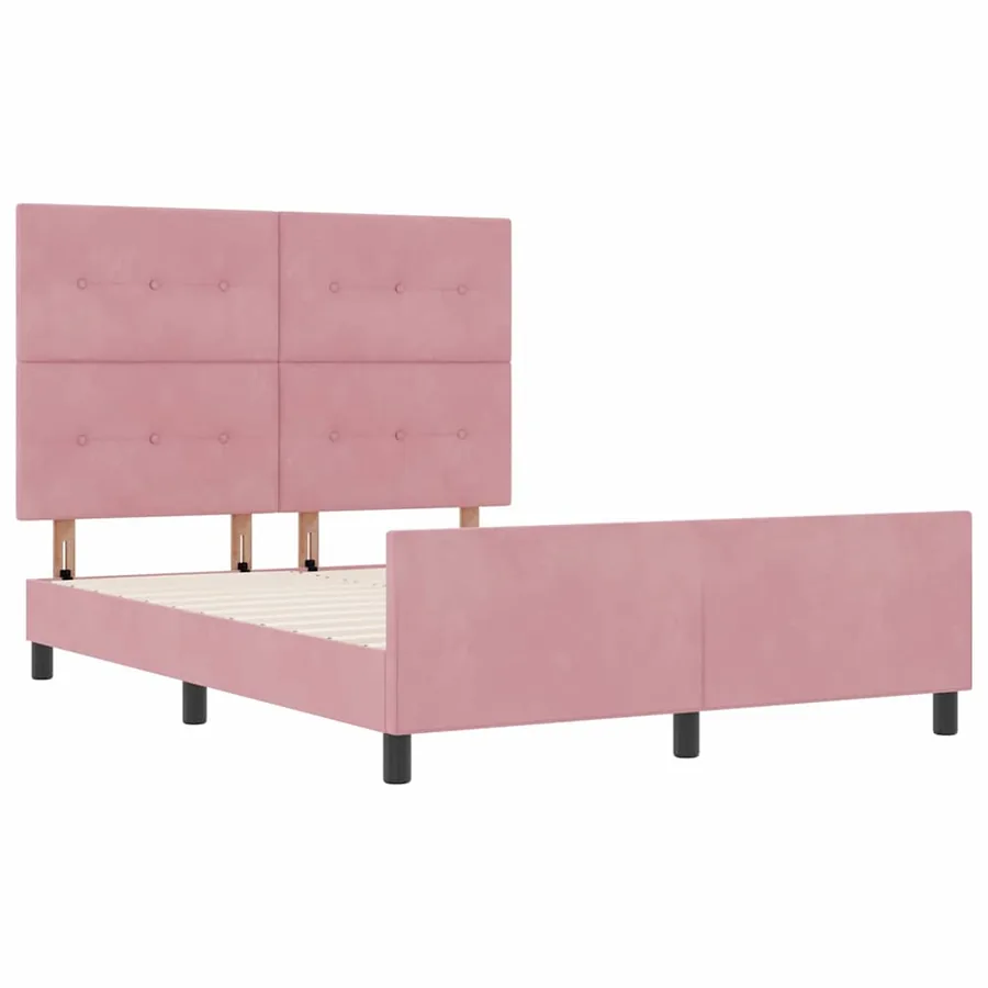 Lit à ressorts avec tête de lit Rose 140 x 190 cm Velours - 5