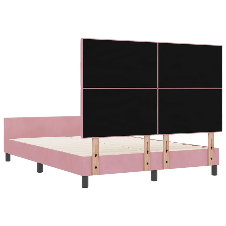 Lit à ressorts avec tête de lit Rose 140 x 190 cm Velours - 9