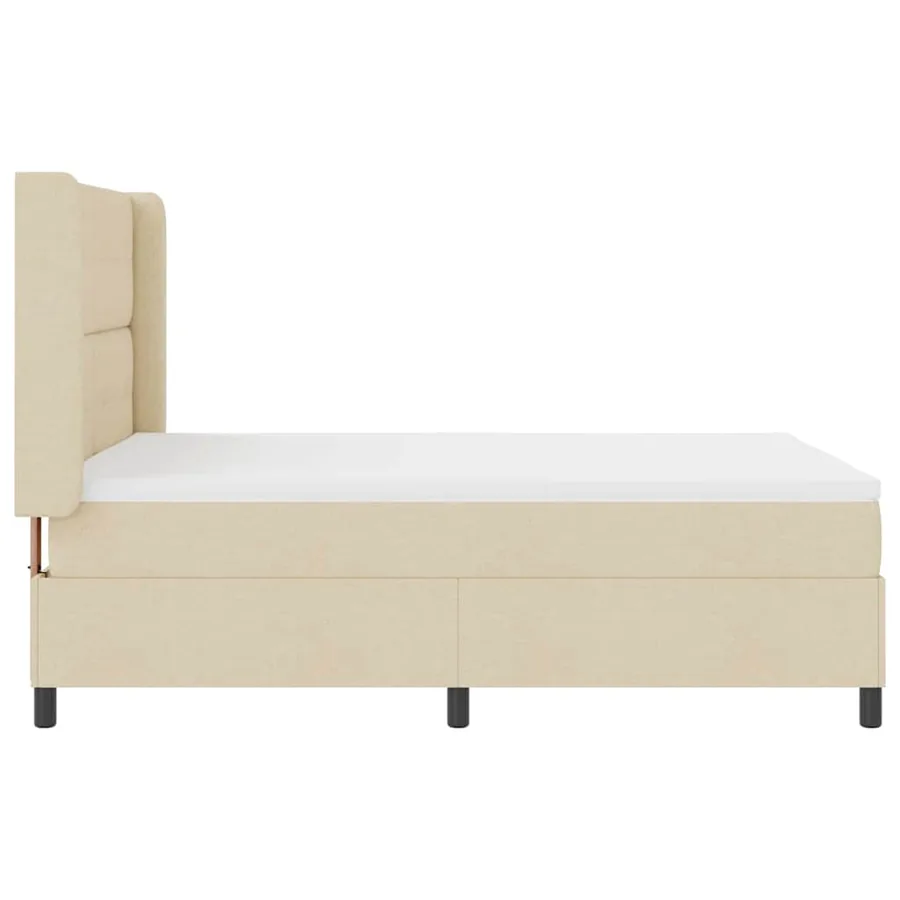 Lit à ressort LED avec tête de lit Crème 160 x 200 cm tissu - 9