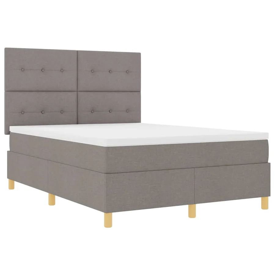 Lit à ressort LED avec tête de lit Taupe 160 x 200 cm tissu - 6