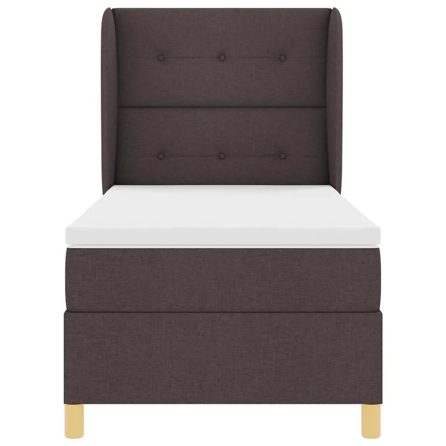 Lit à ressorts avec tête de lit Marron foncé 200 x 90 cm tissu - 7