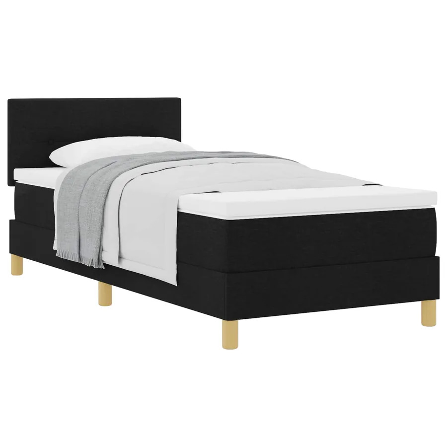 Lit à ressorts avec coussin Noir 100 x 200 cm tissu - 2