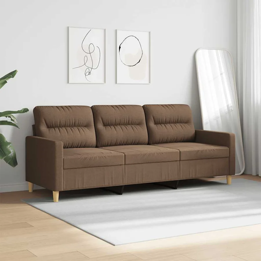 Canapé à 3 places Marron 180 cm Tissu - 3