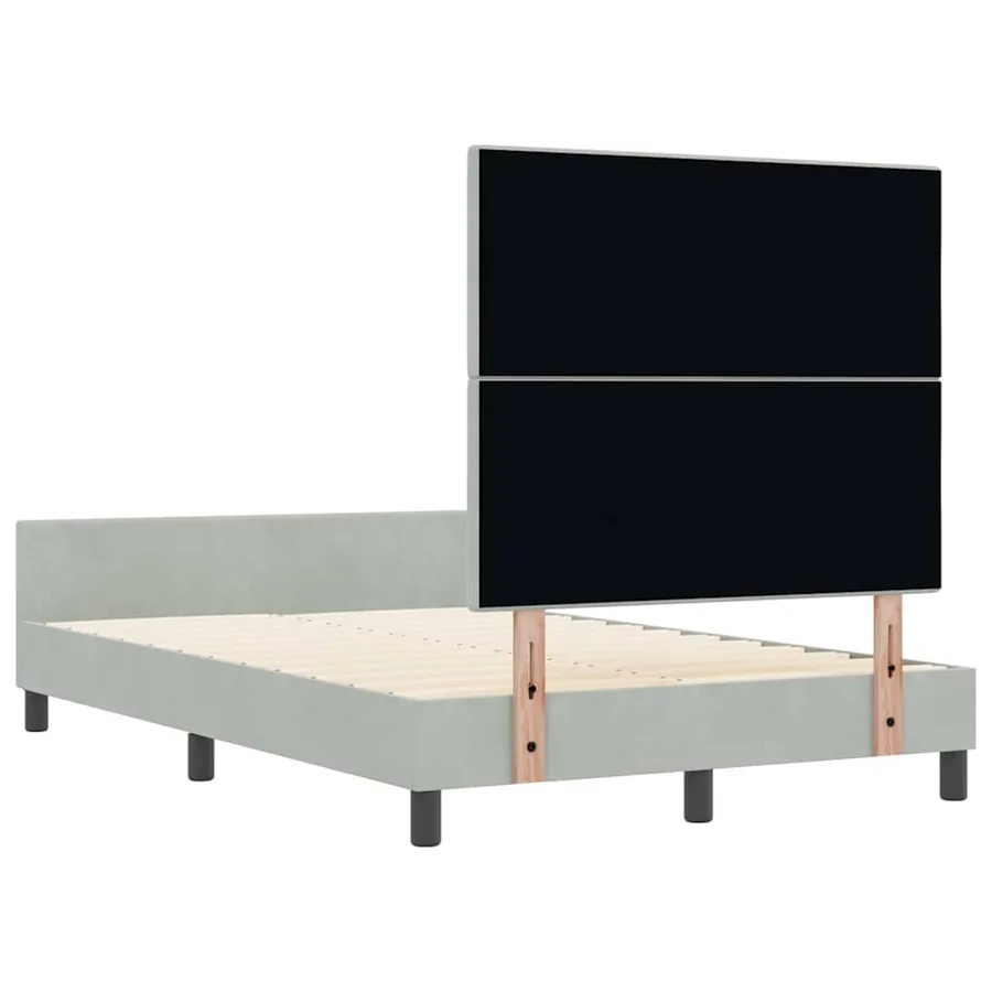 Lit à ressorts avec tête de lit Gris clair 120 x 200 cm Velours - 9