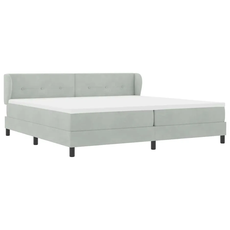 Lit à ressorts avec tête de lit Gris clair 200 x 200 cm Velours - 6