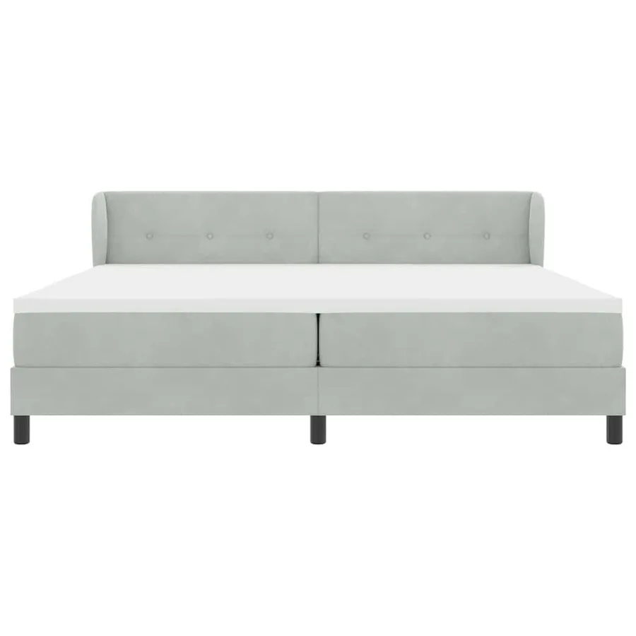 Lit à ressorts avec tête de lit Gris clair 200 x 200 cm Velours - 7