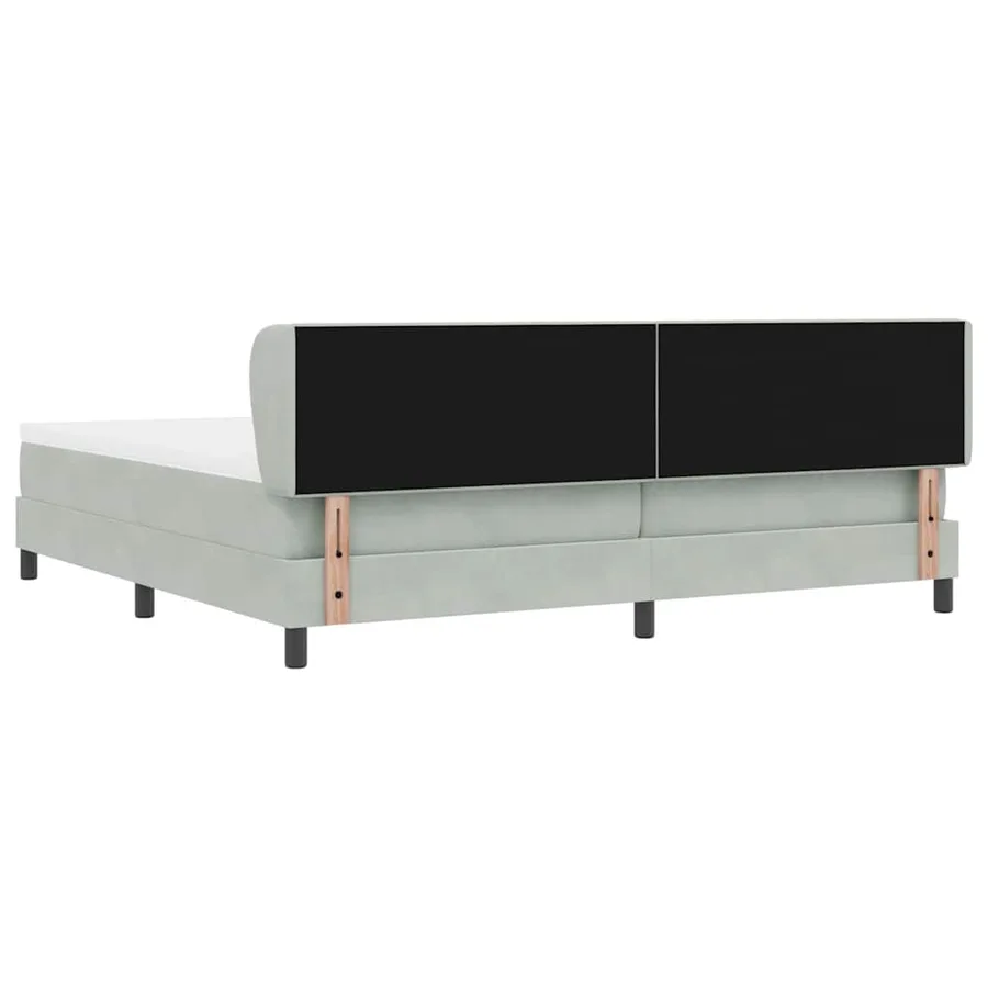 Lit à ressorts avec tête de lit Gris clair 200 x 200 cm Velours - 9