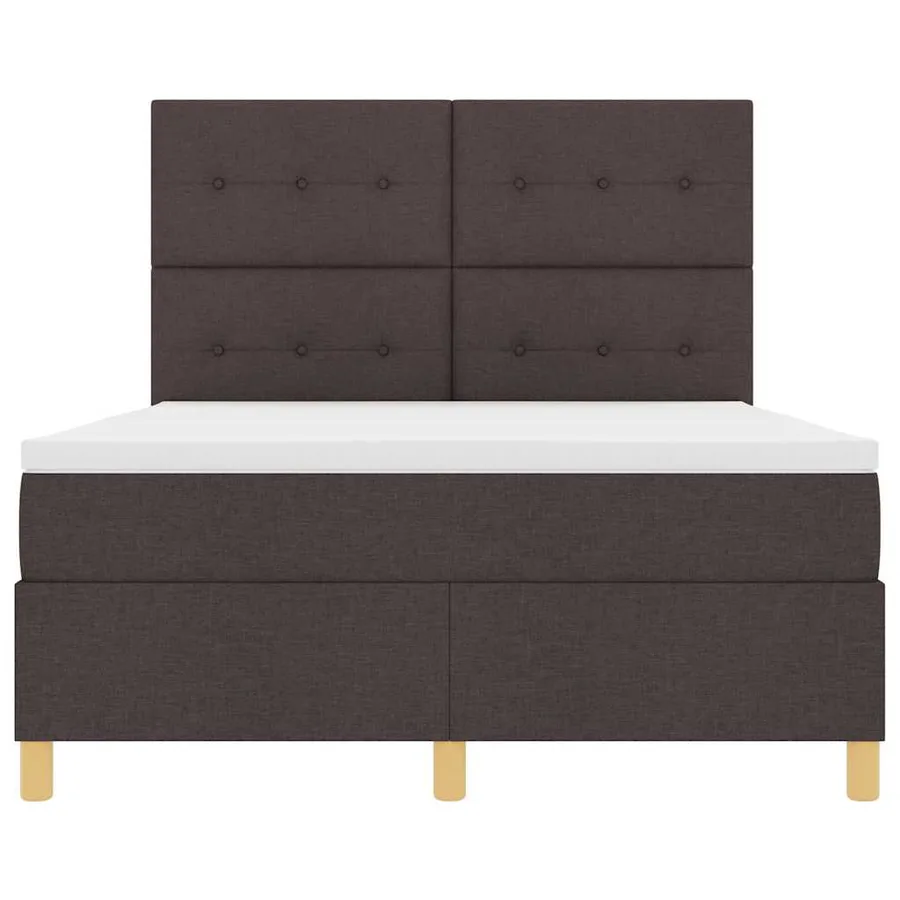 Lit à ressorts avec tête de lit Marron foncé 160 x 200 cm tissu - 7