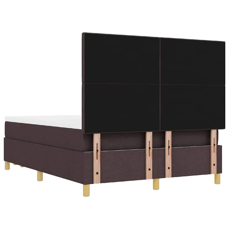 Lit à ressorts avec tête de lit Marron foncé 200 x 160 cm tissu - 10