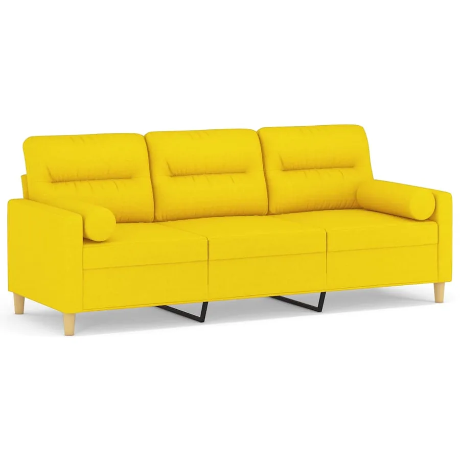Canapé 3 places avec oreillers jaune clair 180 cm tissu - 2