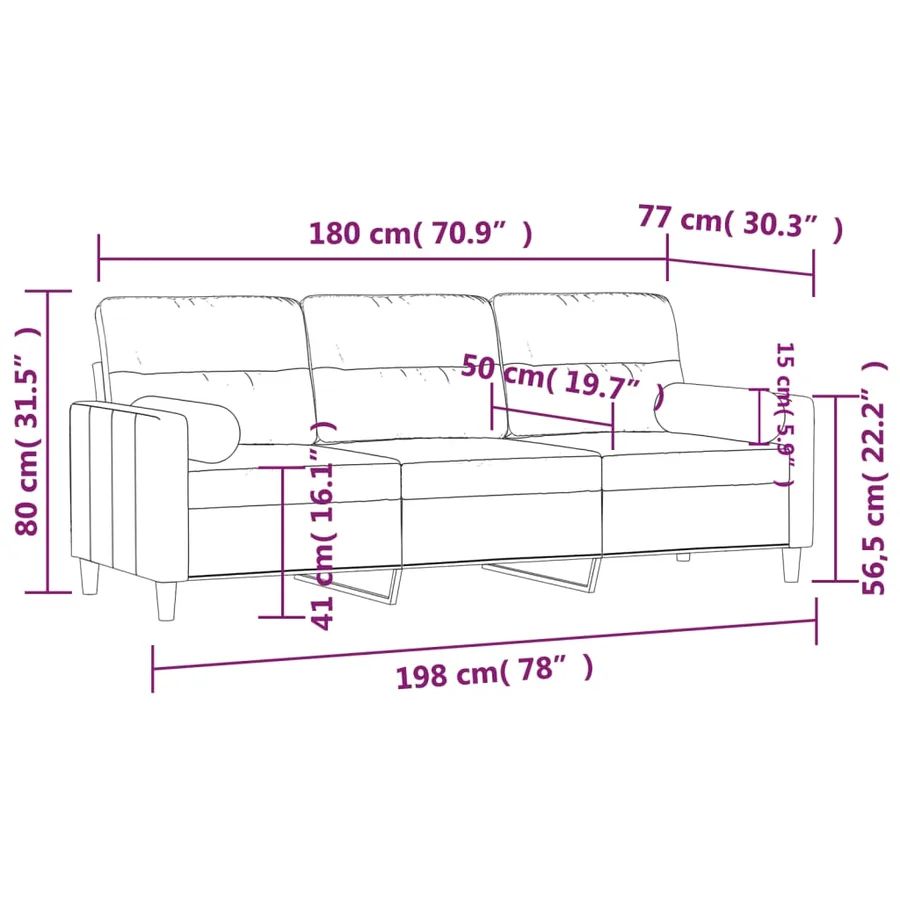 Canapé 3 places avec oreillers jaune clair 180 cm tissu - 8