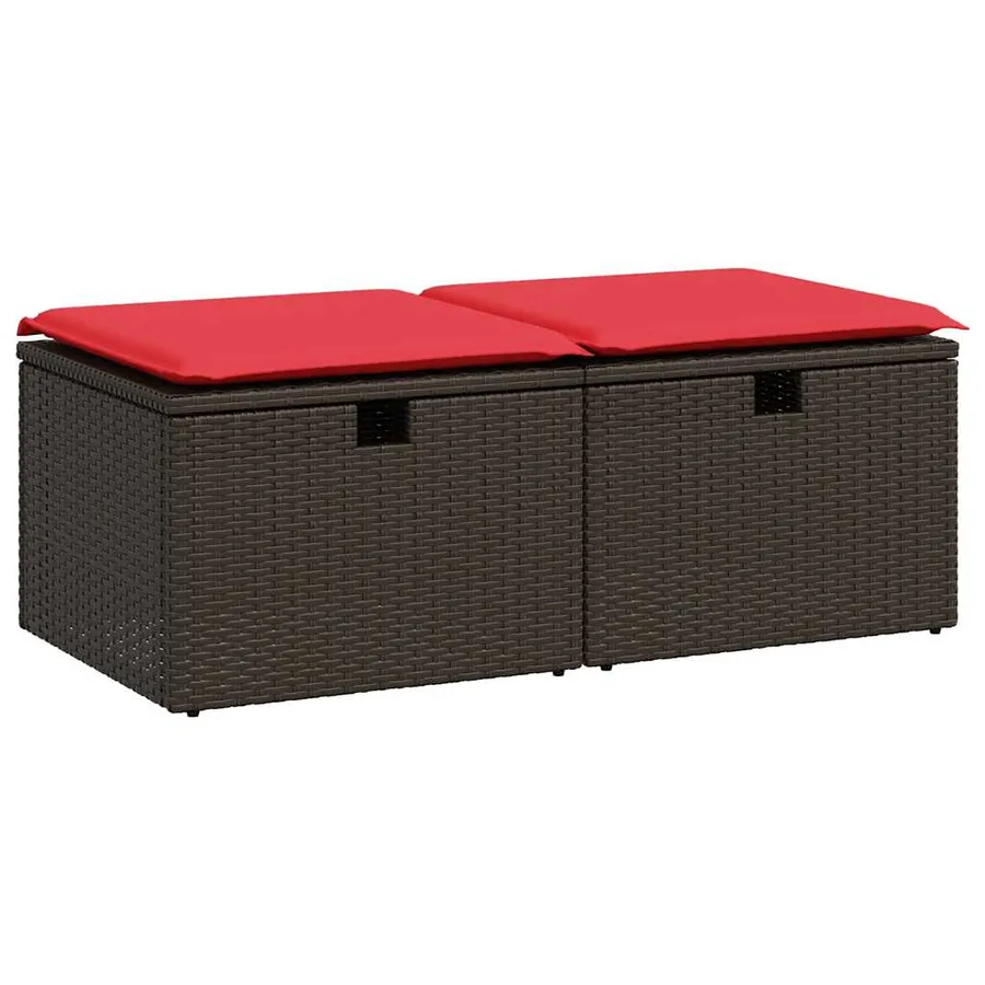 Salon de jardin avec coussins 2pcs marron résine tressée acacia - 2