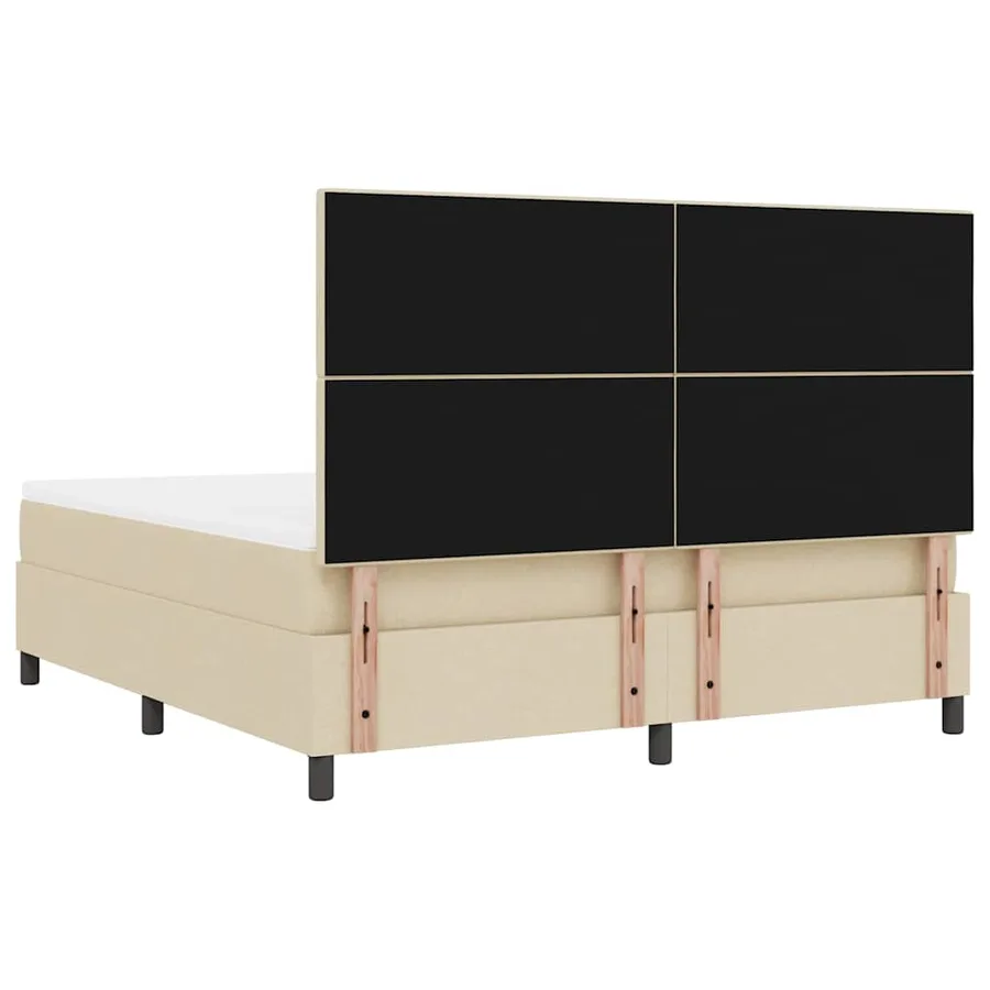 Lit à ressorts avec tête de lit Crème 180 x 200 cm tissu - 9