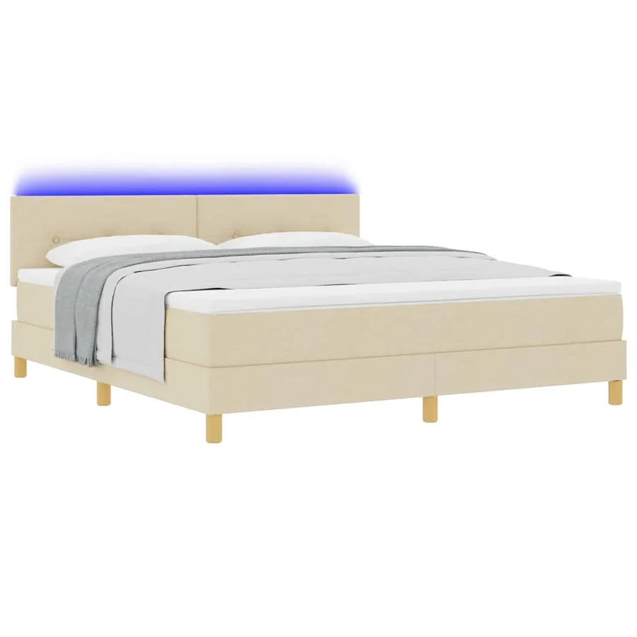 Lit à ressort LED avec bandes LED Crème 180 x 200 cm tissu - 3