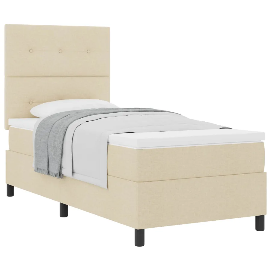 Lit à ressorts avec matelas Crème 90 x 190 cm tissu - 2