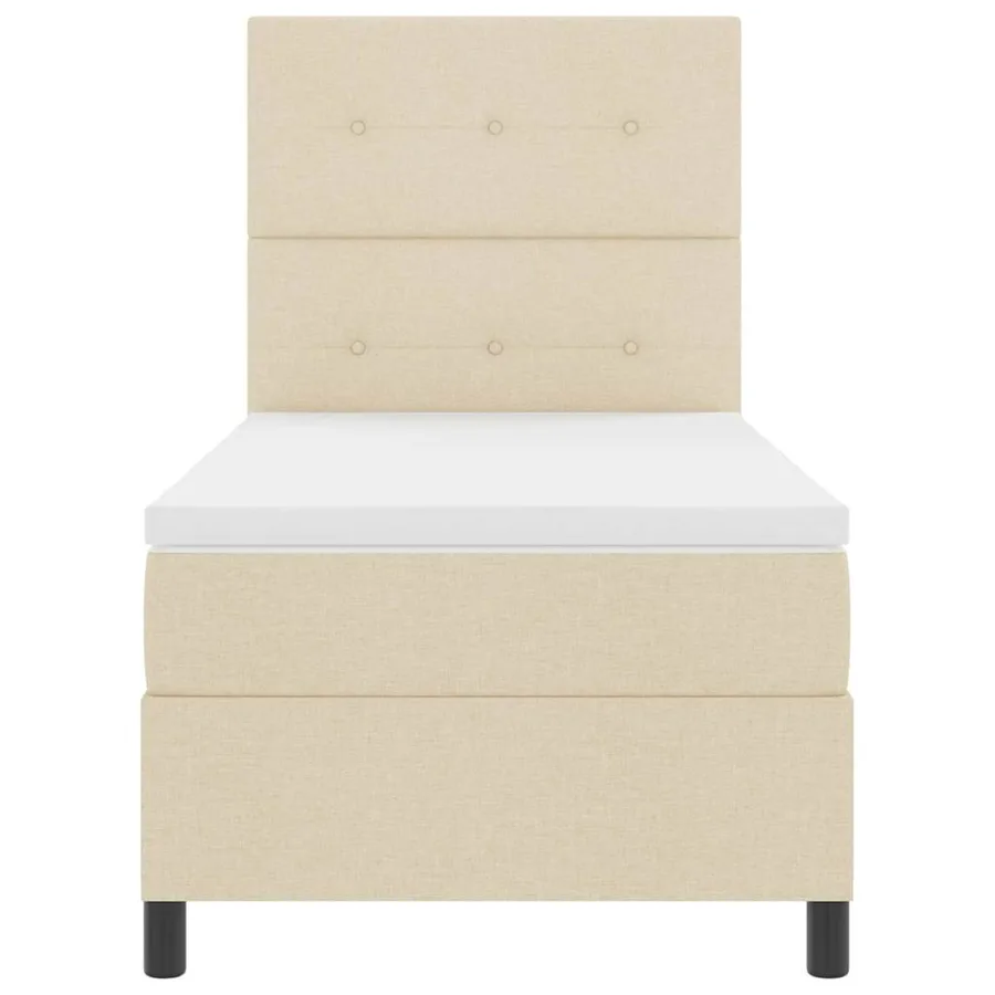 Lit à ressorts avec matelas Crème 90 x 190 cm tissu - 7
