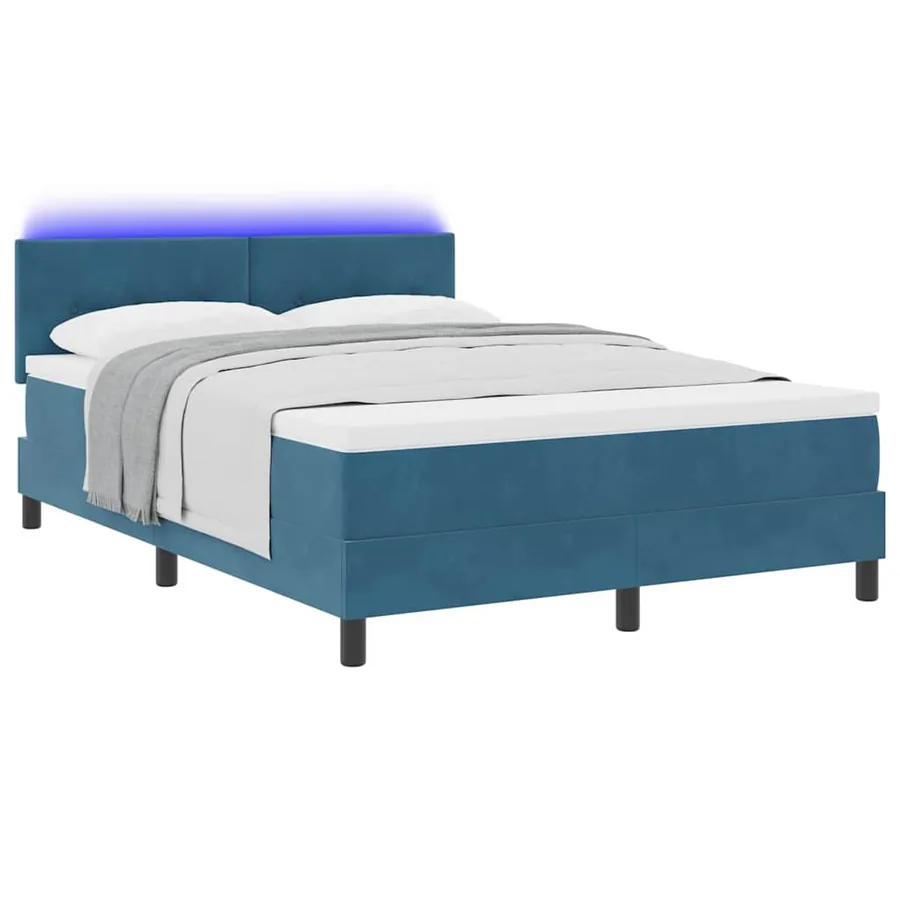 Lit à ressort LED Bleu foncé 140 x 190 cm Velours - 3