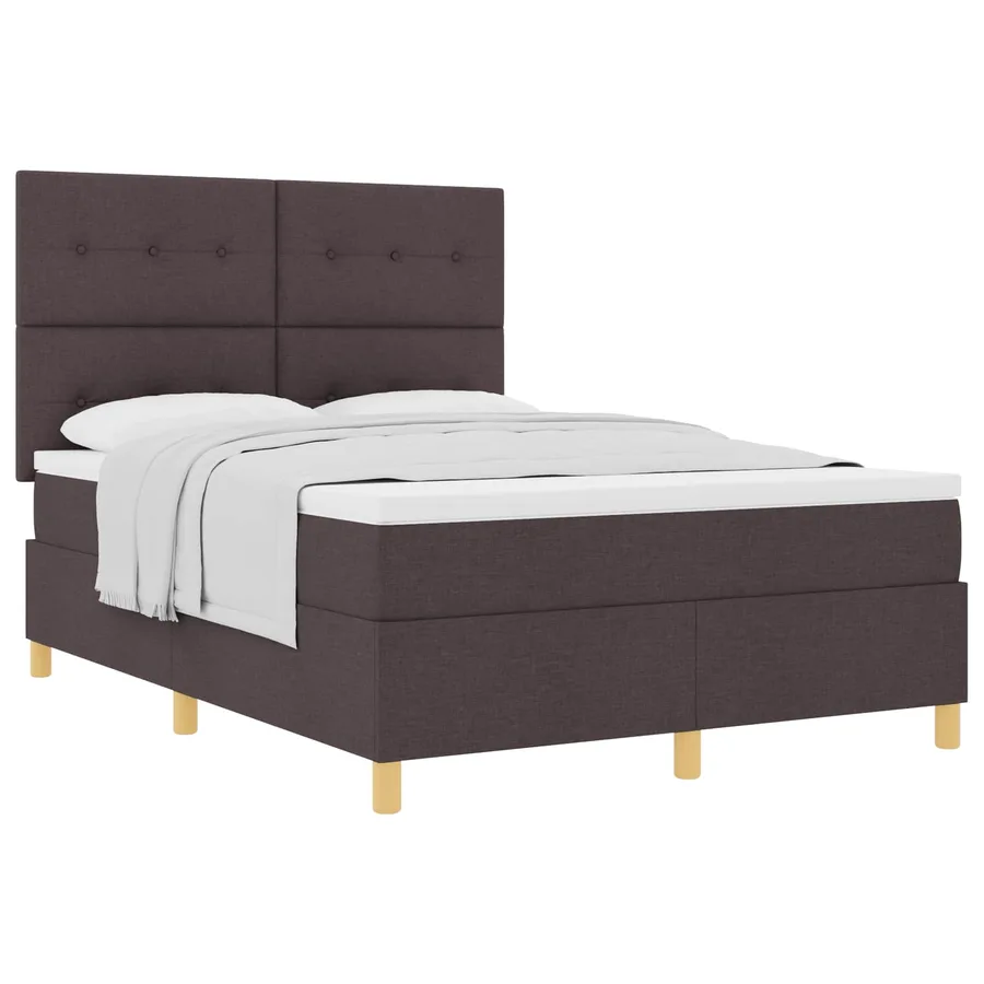 Lit à ressorts avec tête de lit Marron foncé 140 x 190 cm tissu - 2