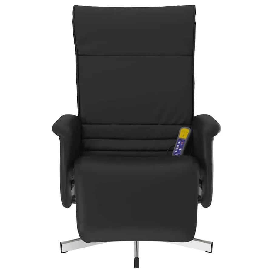 Fauteuil inclinable de massage repose-pieds noir similicuir - 4