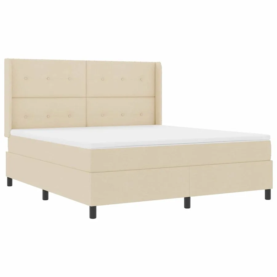 Lit à ressort LED avec tête de lit Crème 180 x 200 cm tissu - 2