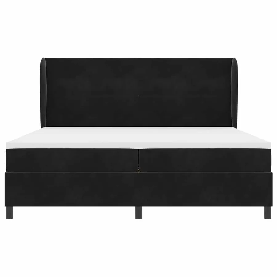 Lit à ressorts avec tête de lit Noir 200 x 200 cm Velours - 7