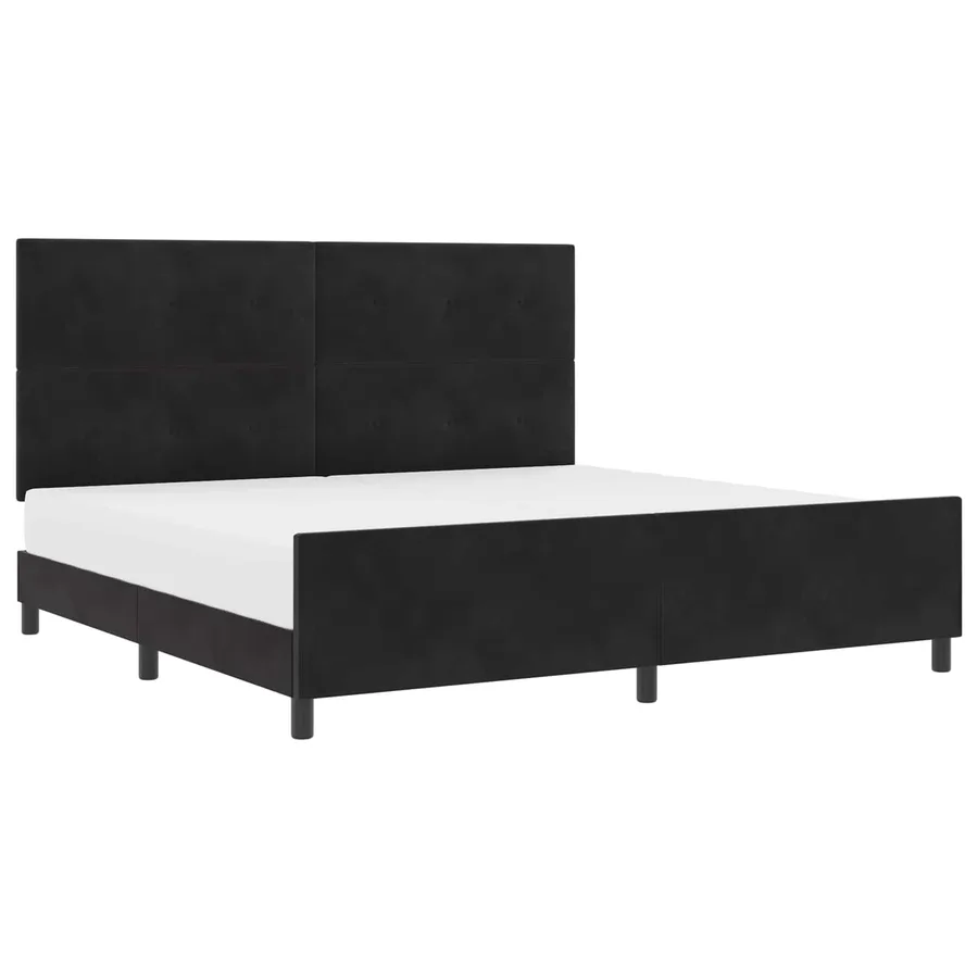 Lit à ressorts avec tête de lit Noir 200 x 200 cm Velours - 2