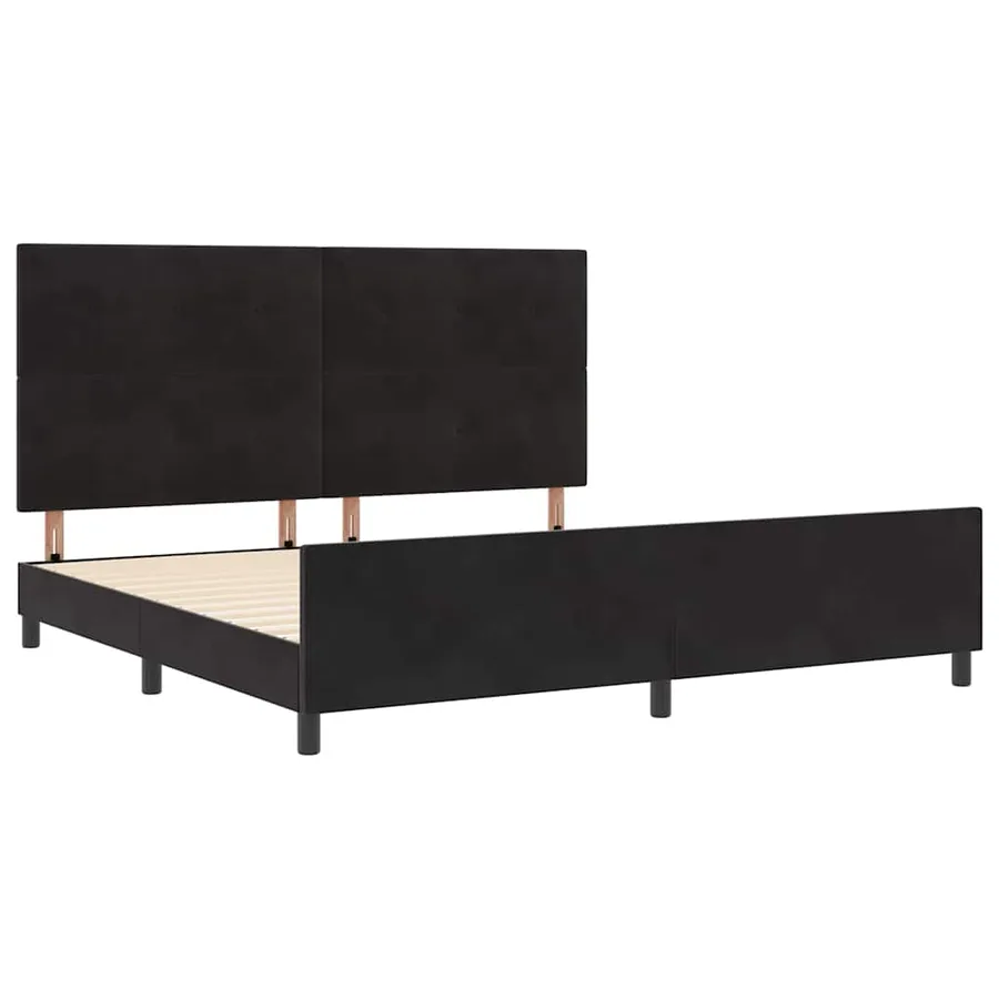 Lit à ressorts avec tête de lit Noir 200 x 200 cm Velours - 5