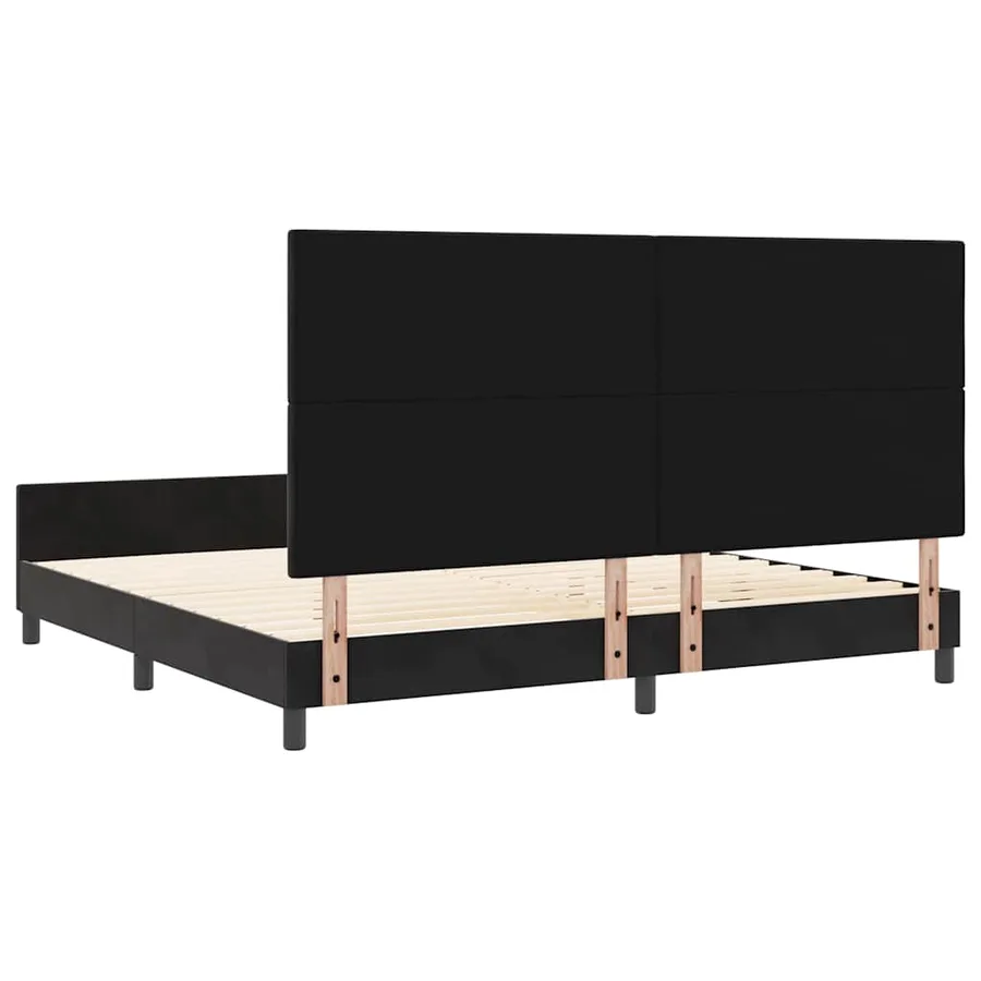 Lit à ressorts avec tête de lit Noir 200 x 200 cm Velours - 9