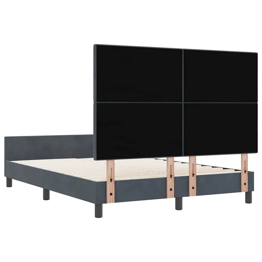 Lit à ressorts avec tête de lit Gris foncé 160 x 200 cm Velours - 9