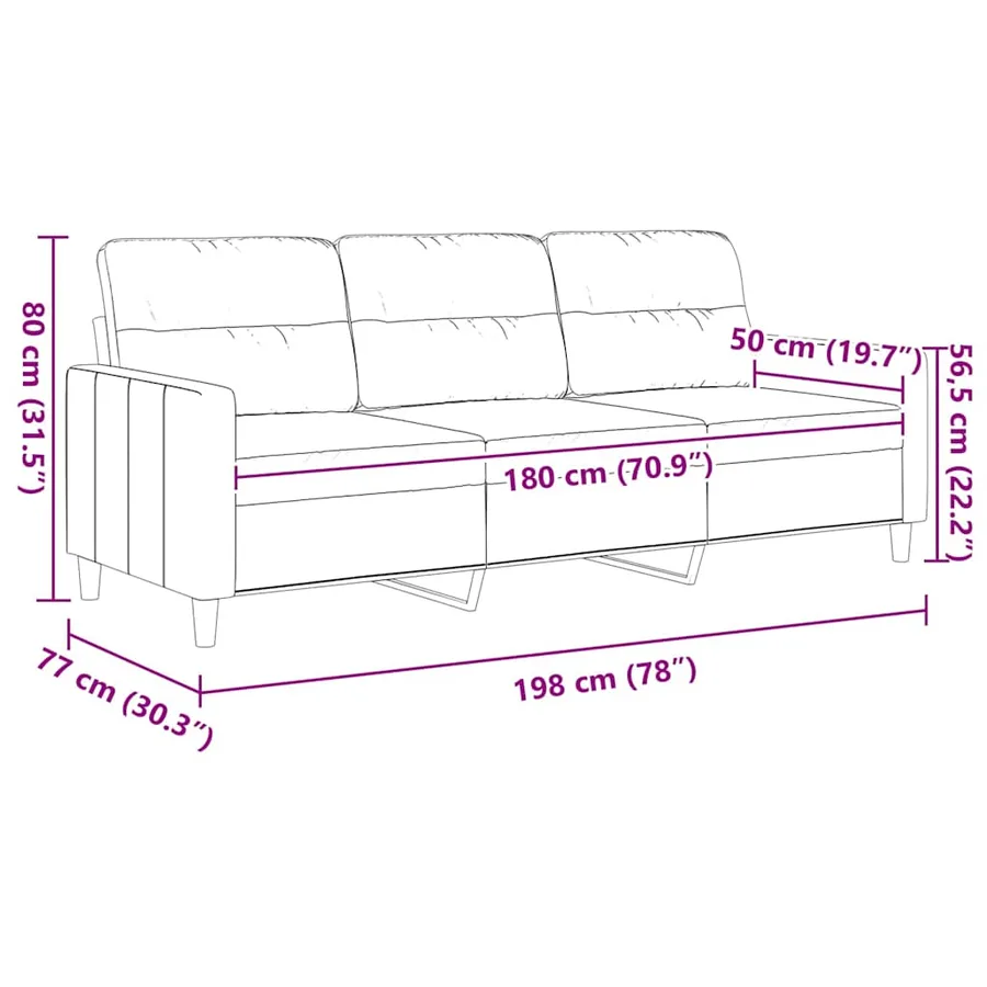 Canapé à 3 places Taupe 180 cm Tissu - 9