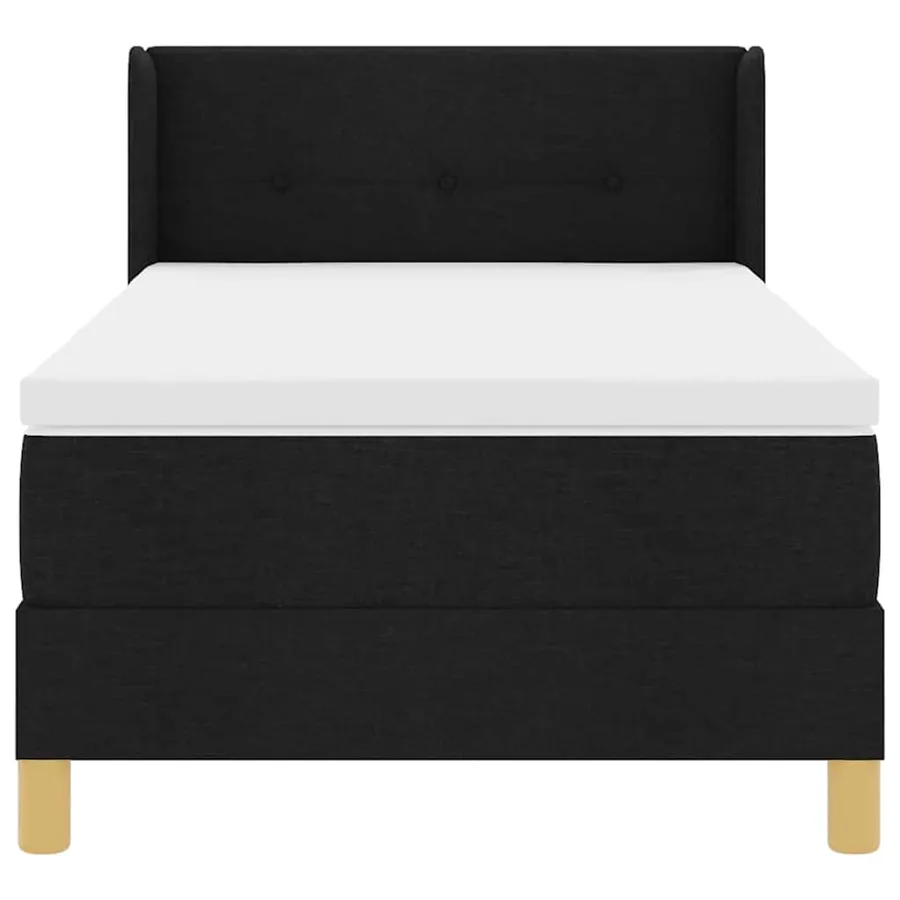 Lit à ressorts avec tête de lit Noir 200 x 90 cm tissu - 7