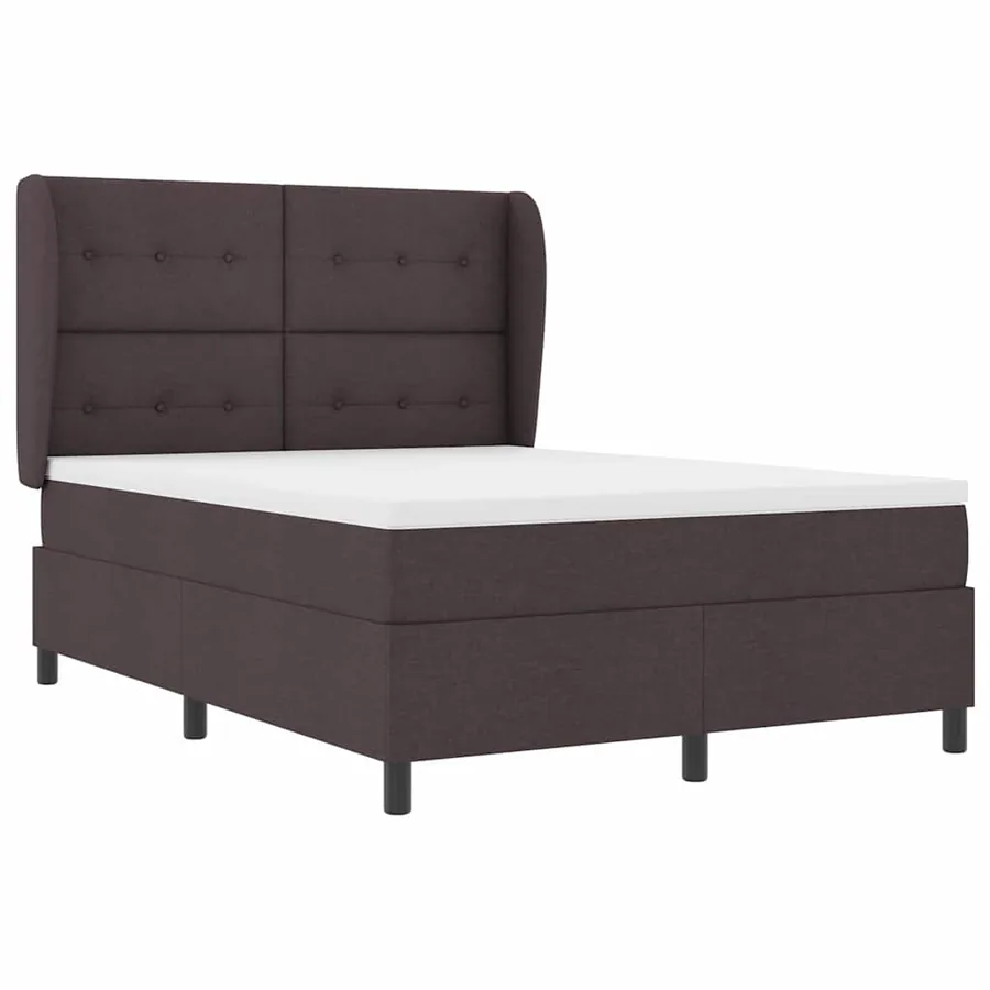 Lit à ressorts avec tête de lit Marron foncé 140 x 190 cm tissu - 5