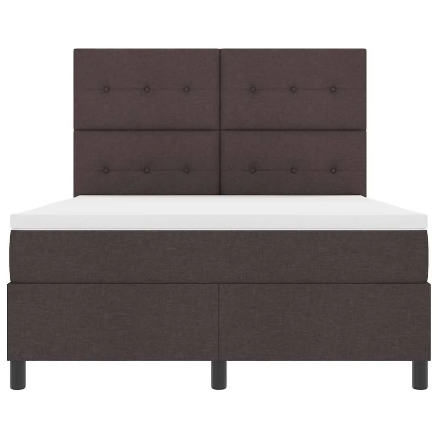 Lit à ressorts avec tête de lit Marron foncé 140 x 190 cm tissu - 7