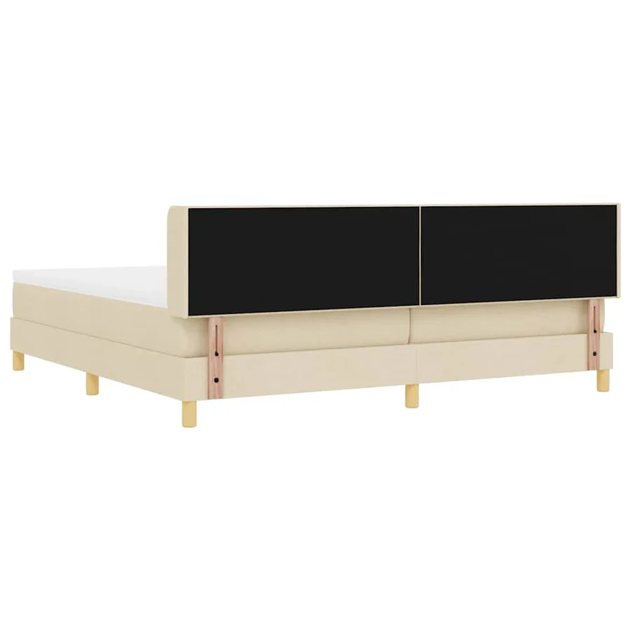 Lit à ressorts avec tête de lit Crème 200 x 200 cm tissu - 9