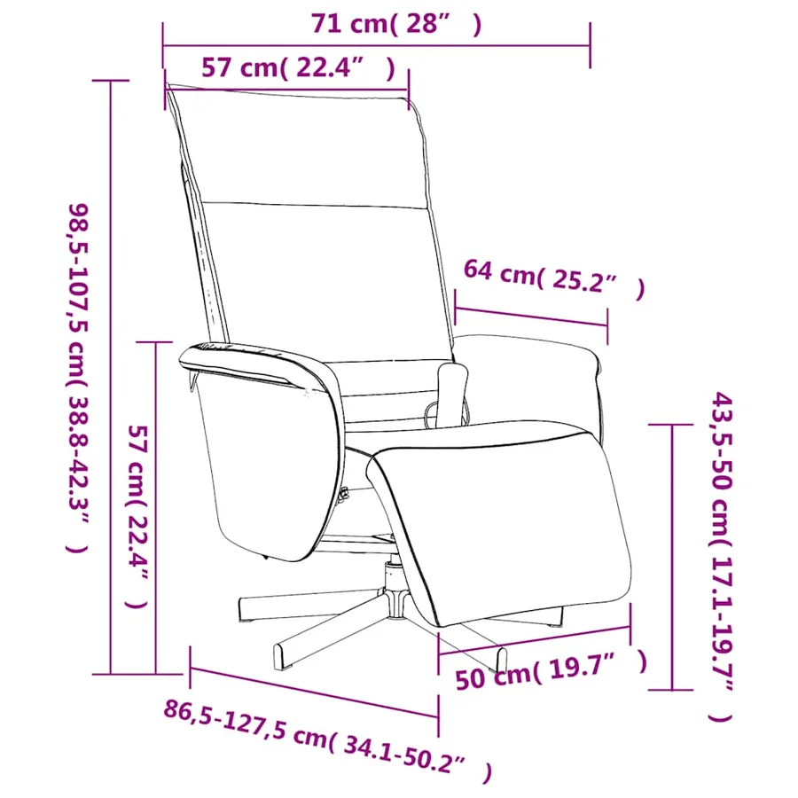 Fauteuil inclinable de massage repose-pieds gris similicuir - 11