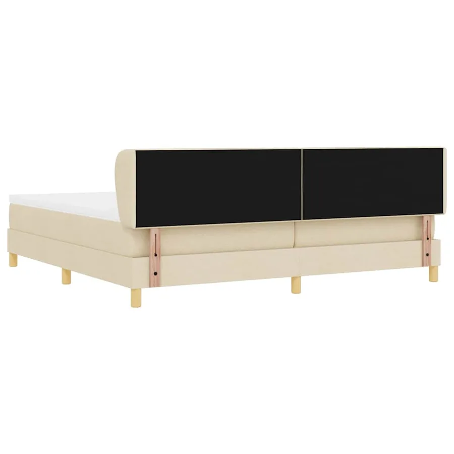 Lit à ressorts avec tête de lit Crème 200 x 200 cm tissu - 9