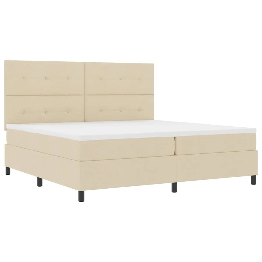 Lit à ressorts avec tête de lit Crème 200 x 200 cm tissu - 5