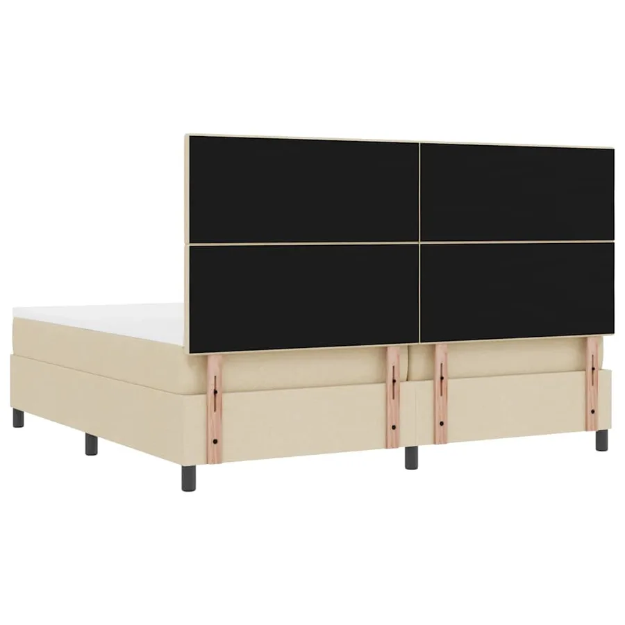 Lit à ressorts avec tête de lit Crème 200 x 200 cm tissu - 9